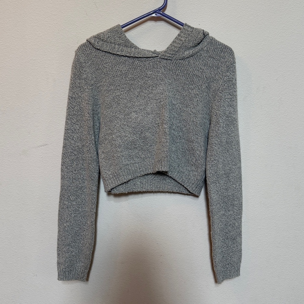 GRAY HOODIE CROP S
